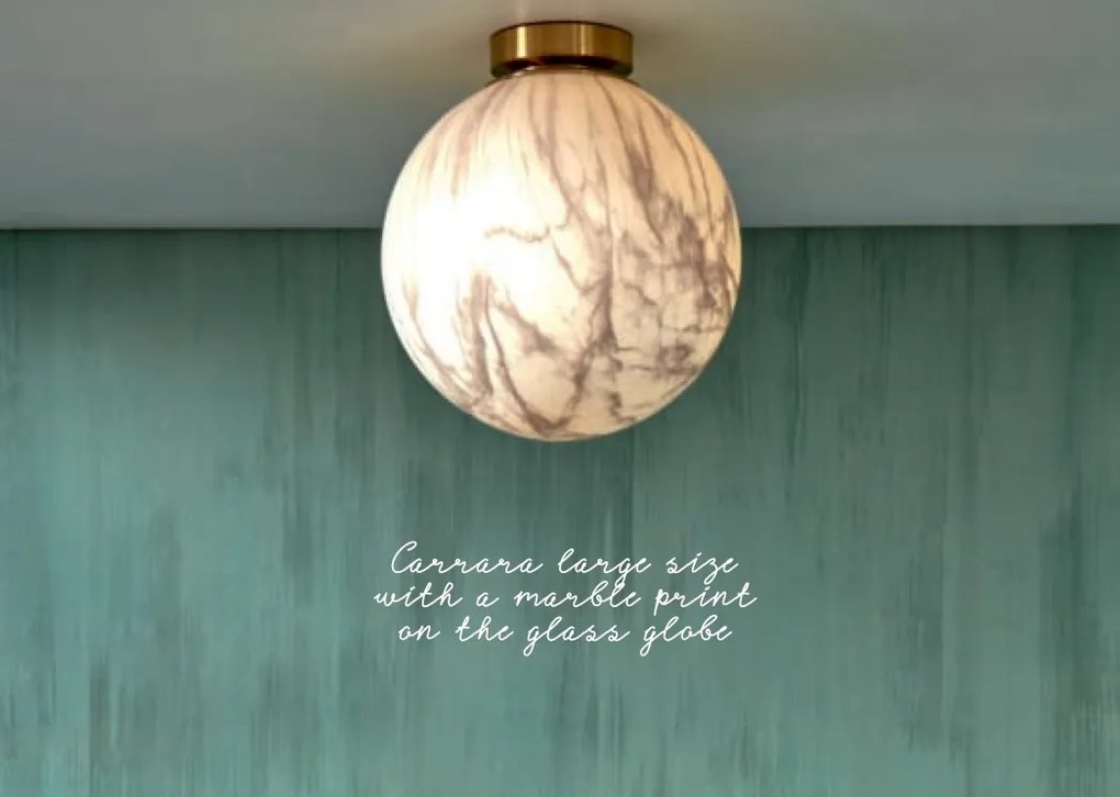 Plafoniera din sticla cu aspect de marmura Carrara 28cm