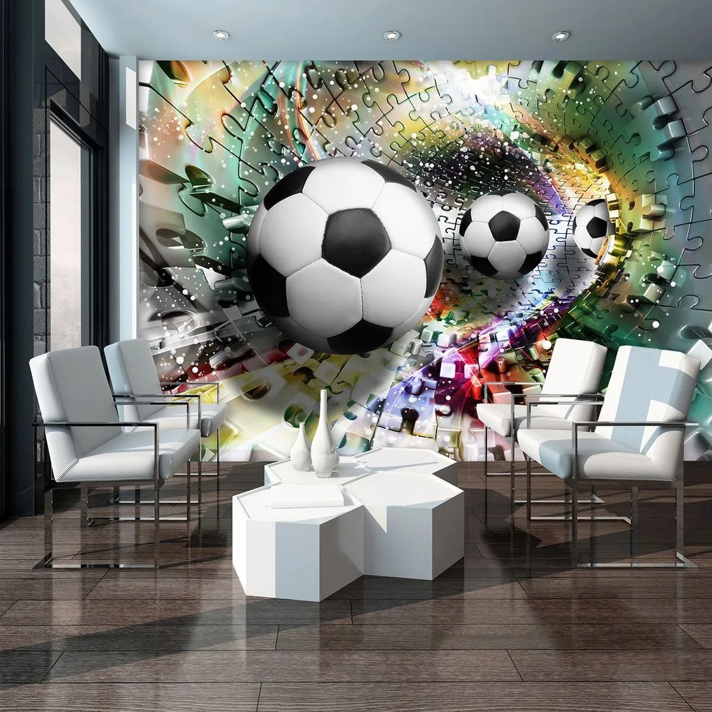 Fototapet - Mingi de fodbal în 3D puzzle (254x184 cm)