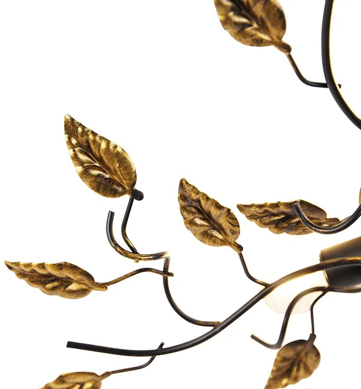 Plafoniera vintage neagră cu auriu 50 cm 3 lumini - Foglie