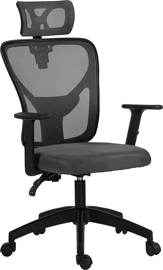 Vinsetto Scaun de Birou cu Inaltime Reglabila, 66x61x106-116cm, Gri Închis | Aosom Romania