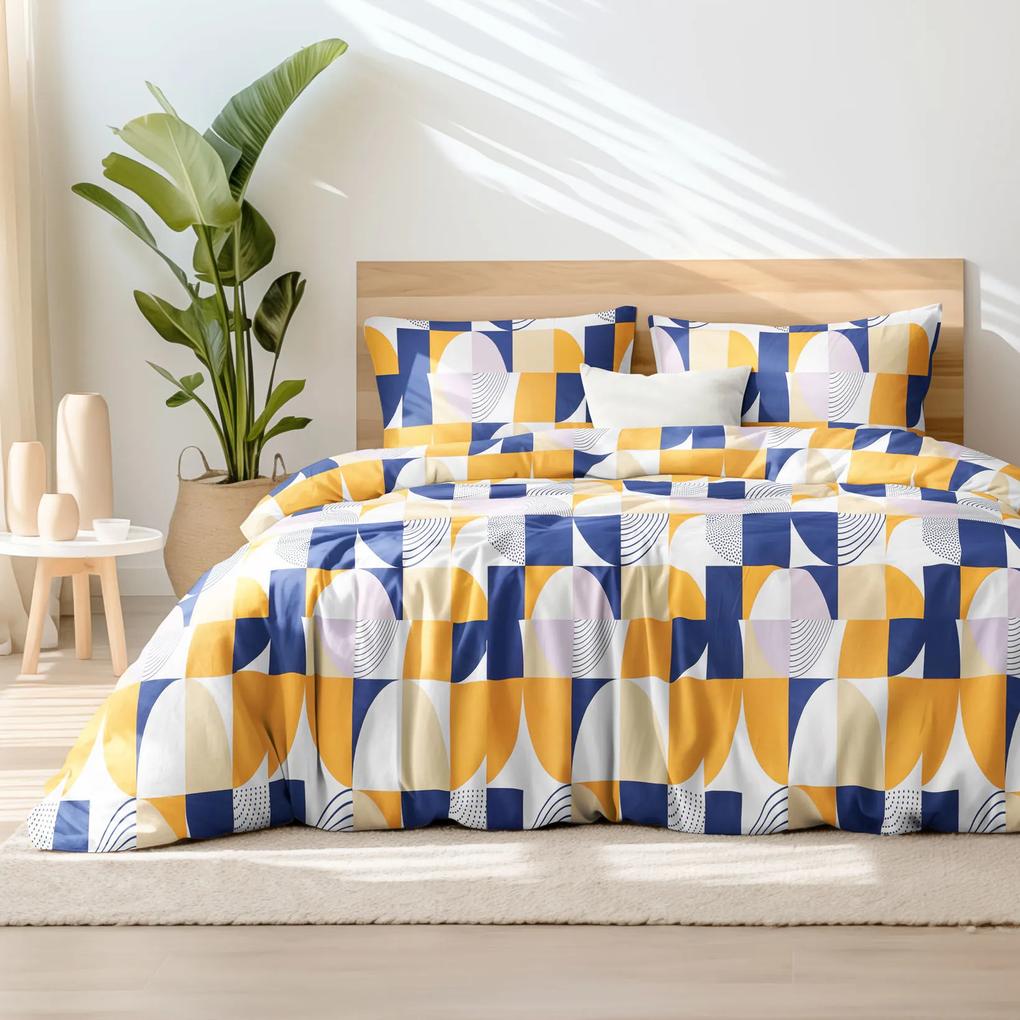 Goldea lenjerie de pat din 100% bumbac deluxe - forme geometrice colorate 140 x 220 și 50 x 70 cm