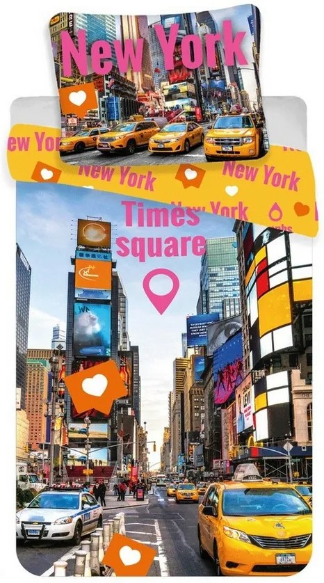 Lenjerie de pat Times Squaredin flanelă, 140 x 200 cm, 70 x 90 cm