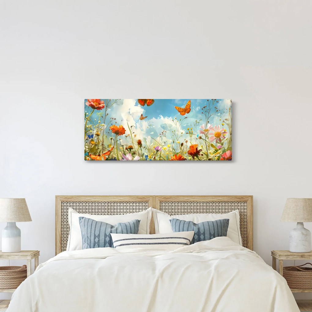 Tablou - Fluturi pe pajiștea de vară (120x50 cm)