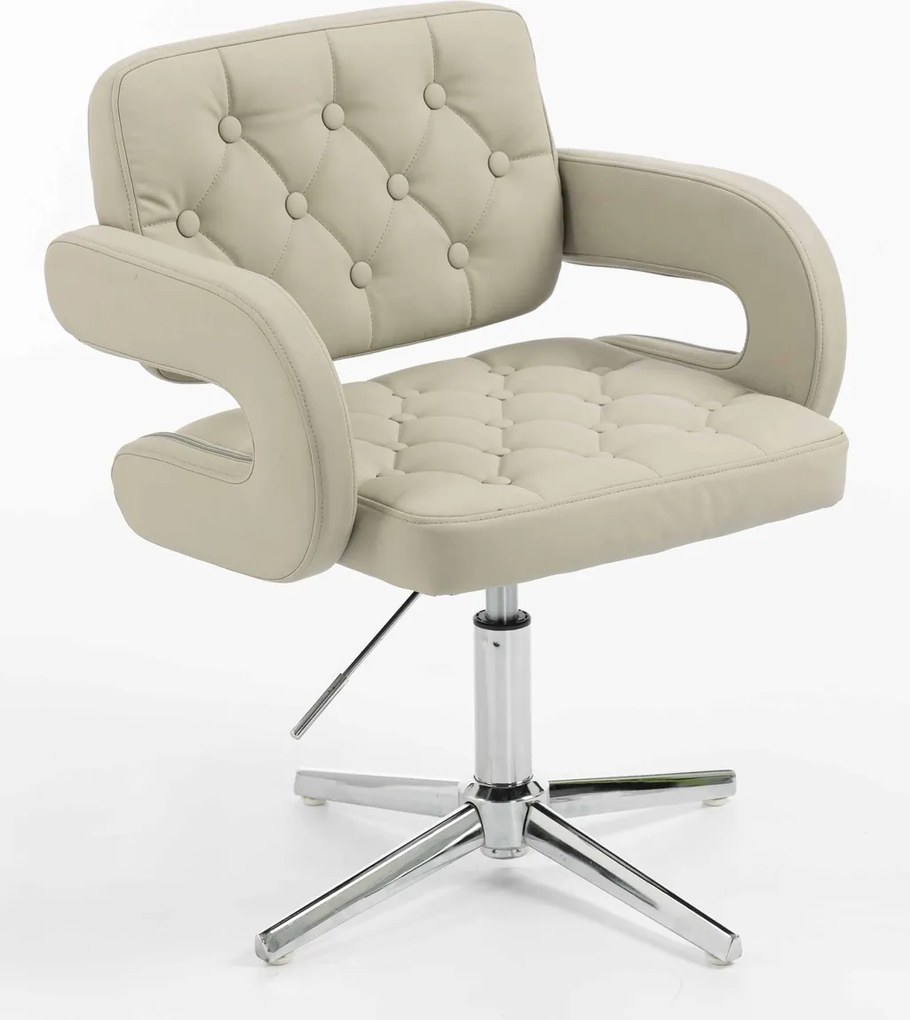 HR8403CROSS Scaun Ecru Piele Ecologica Premium Soft cu Bază Cromata