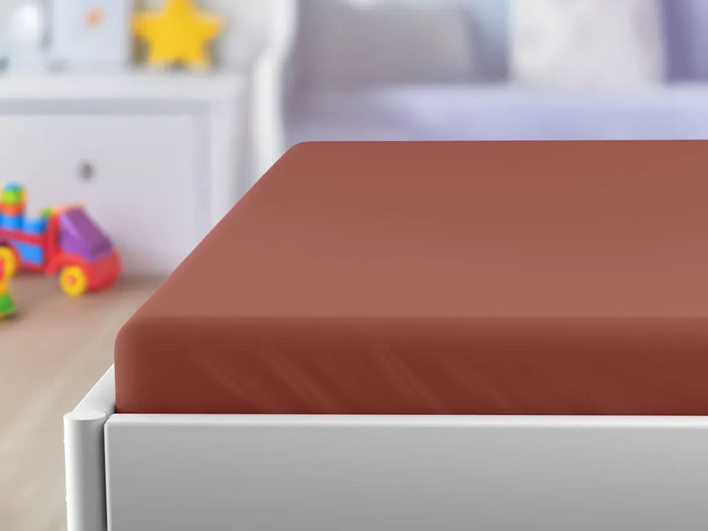 Cearsaf jersey pentru patut copii EXCLUSIVE 70x140 cm maro