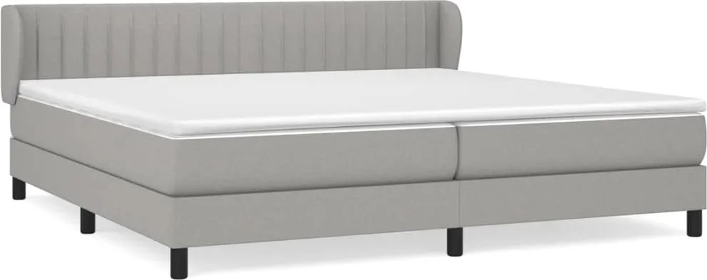 vidaXL Pat box spring cu saltea, gri deschis, 200x200 cm, textil