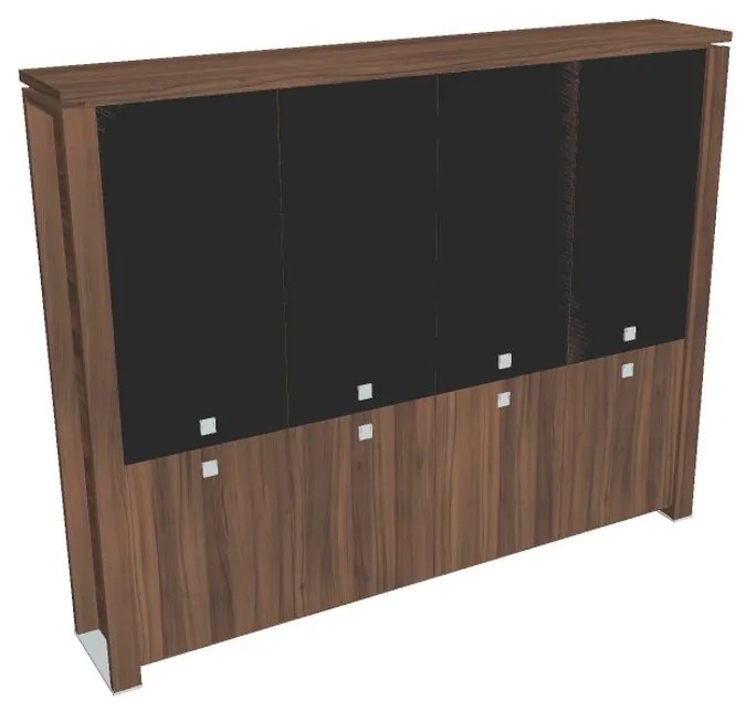Dulap înalt Verno+ 260 x 46 x 210 cm, uși combinate, nuc / negru