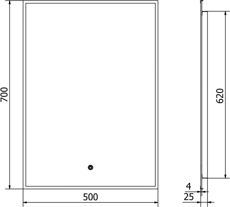 Mexen Erma oglindă de baie iluminată 50 x 70 cm, LED 6000K, anti-abur, ramă neagră - 9814-050-070-611-70