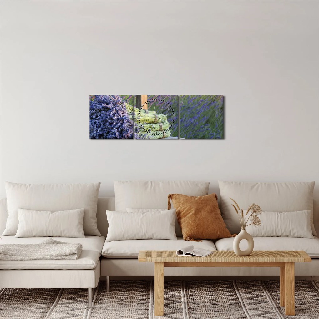 Tablou - Buchețele de lavandă (cu ceas) (90x30 cm)