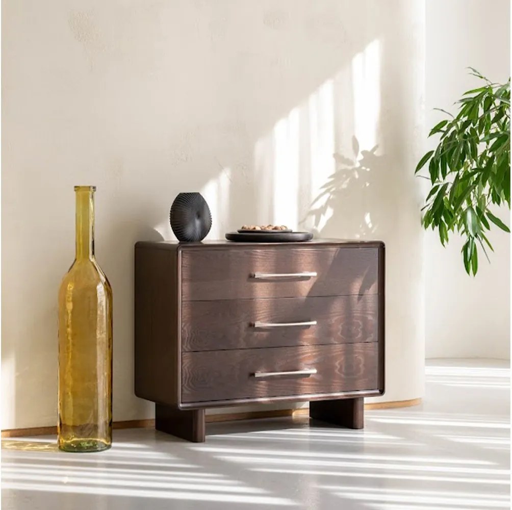 Comodă lemn masiv nuc Cooper, 95 × 42,5 × 78 cm
