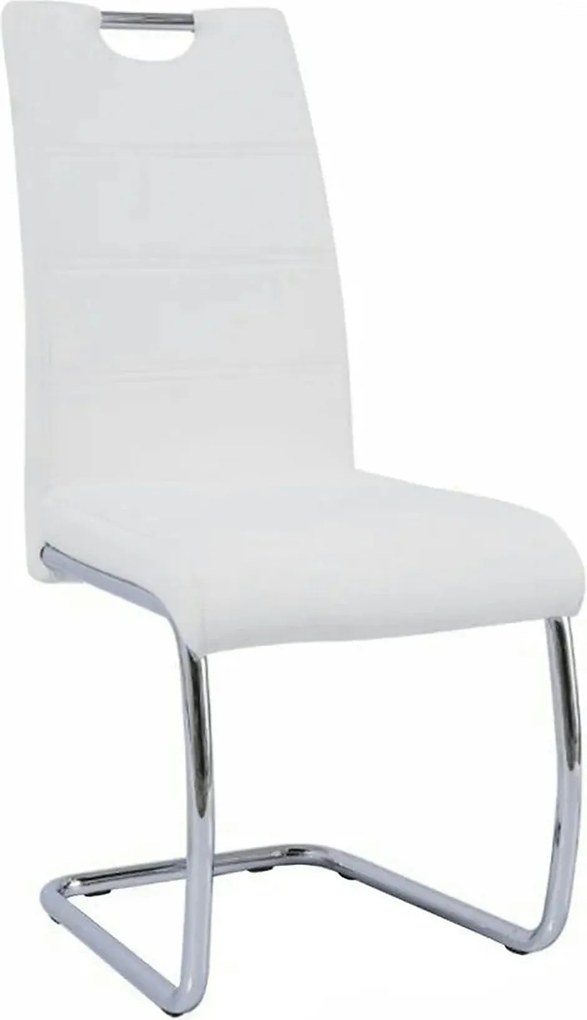 Scaun ABIRA NEW, alb/crom, piele ecologica/metal, 43x44x96 cm