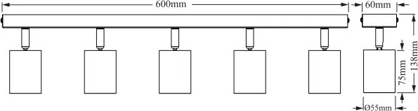 Osram - Plafonieră cu spoturi ELEMENTAL 5xGU10/6W/230V