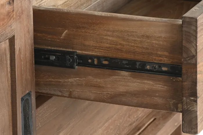 Comodă TV interior natural din tec reciclat cu structură din lemn – "Varindra"