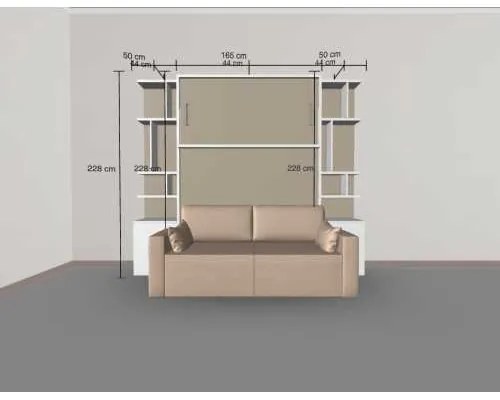 PAT RABATABIL DUBLU CU CANAPEA 2 LOCURI SI 2 BIBLIOTECI Royal (50 cm) - ROYAL SMALL BOOKCASE SET (150X200)