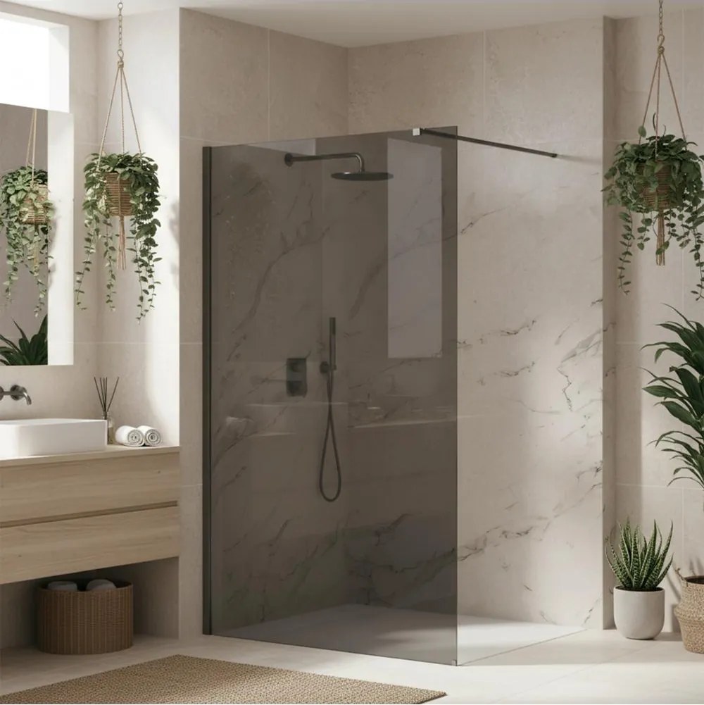 Paravan de dus fumuriu Rea Flexi Grey 80 cm Titan