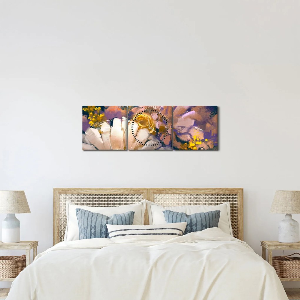 Tablou - Flori (cu ceas) (90x30 cm)