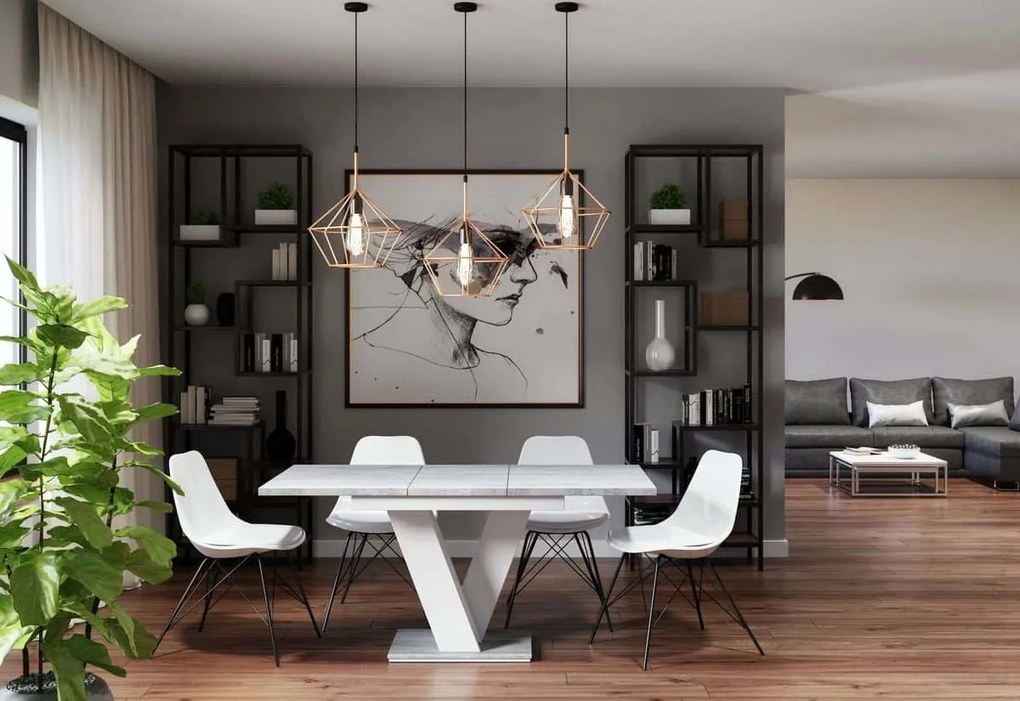 Expedo Masă extensibilă BLOK, 120-160x75x80, alb/beton