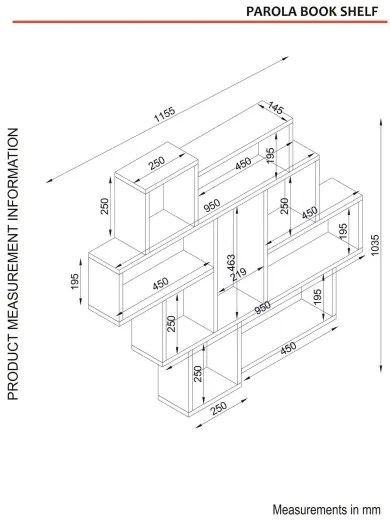 Etajeră de perete PAROLA 103,5x115,5 cm albă