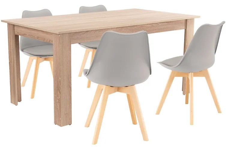 Set de masă Lola 4+1 gri-stejar Sonoma
