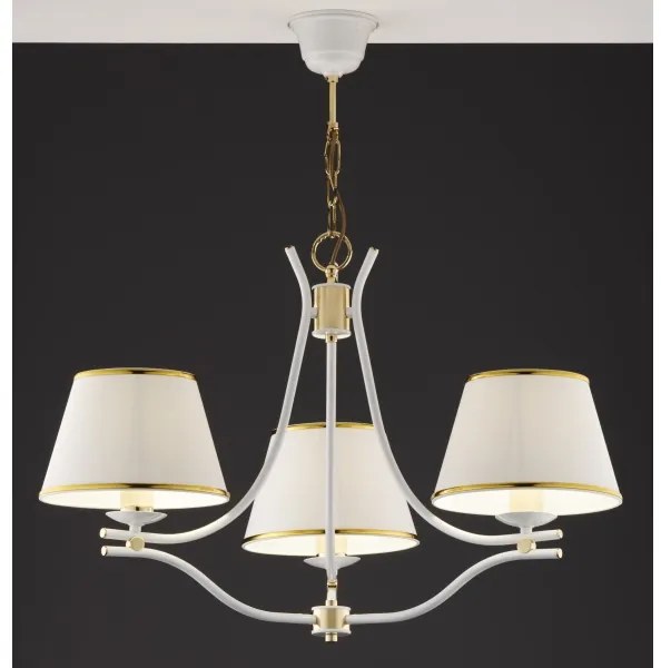 Jupiter 2085 - Candelabru pe lanț SAMBA 3xE27/15W/230V alb/auriu