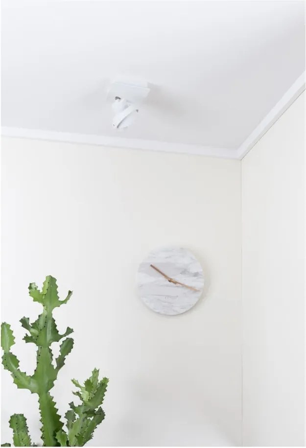 Ceas de perete din marmură Zuiver Marble Time, alb