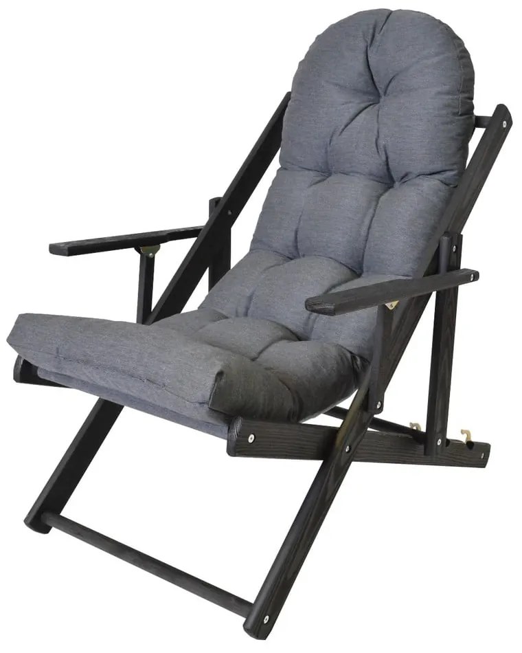 Șezlong de grădină gri închis din lemn pliabil Borneo – Rojaplast