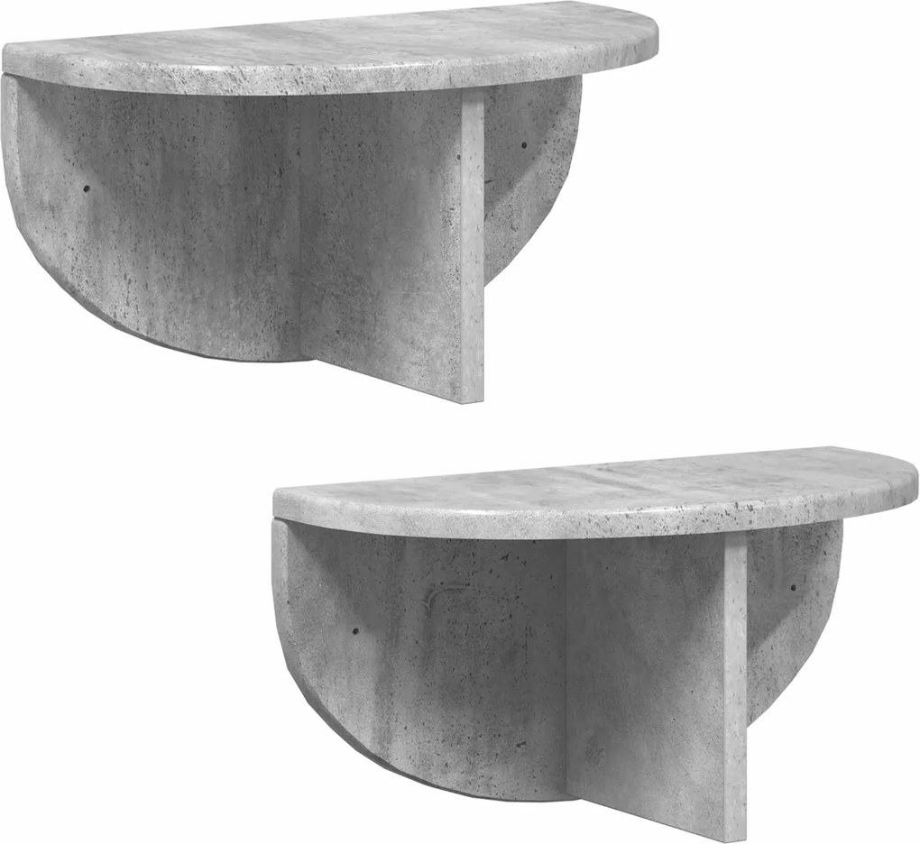 vidaXL Raft de perete Pe perete 2 pcs Gri din beton 38 x 19 x 19 cm