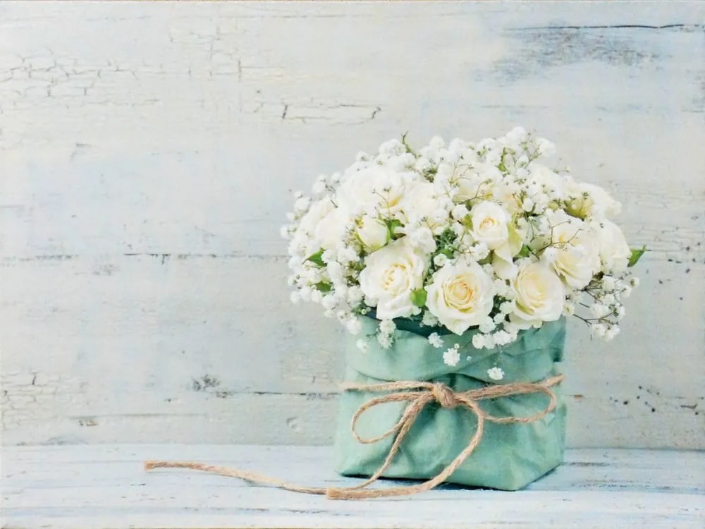 Falc Tablou pe pânză - White roses, 30x40 cm