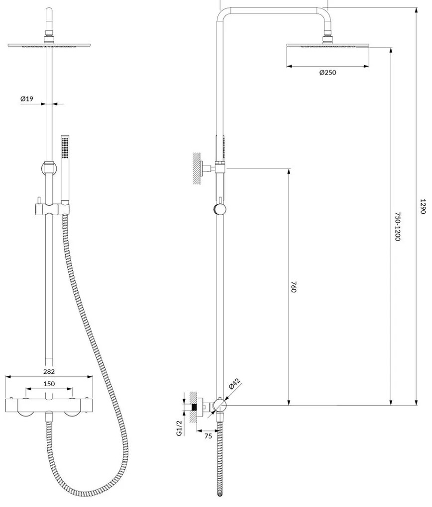 Omnires Y set de dus perete cu termostat da alb Y1244SUWM