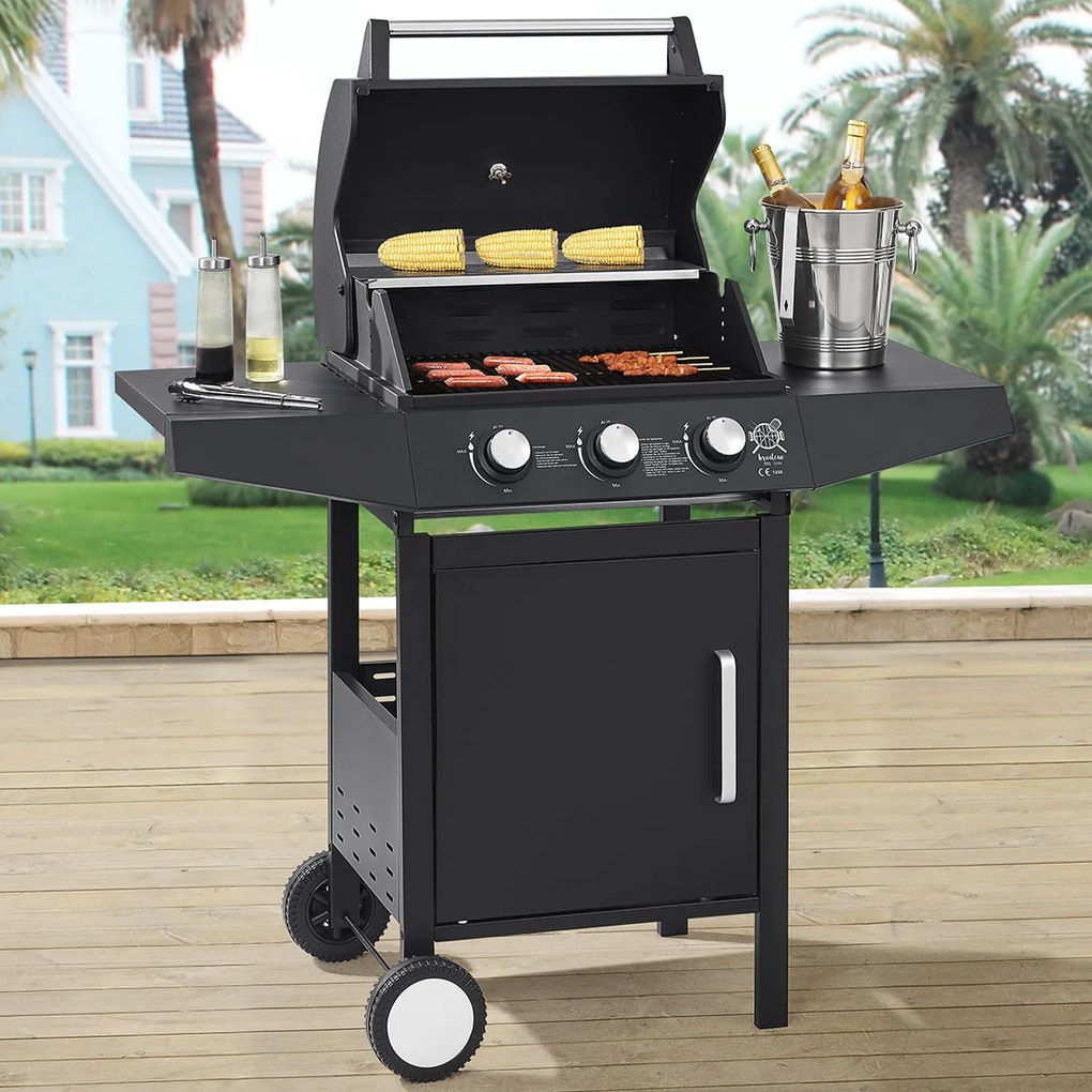 Jusky Gratar cu gaz Louisiana BBQ cu 3 arzatoare