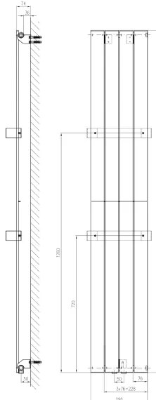 Sapho - Radiator pentru baie COLONNA 614W/230V 29x180 cm argintiu