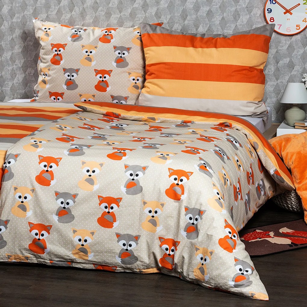Lenjerie de pat 4Home Little Fox, din bumbac, 160 x 200 cm, 70 x 80 cm, 160 x 200 cm, 70 x 80 cm