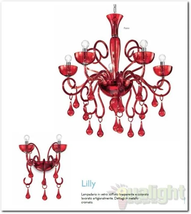 Lustra 5 brate diametru 68cm LILLY SP5 rosso 073453