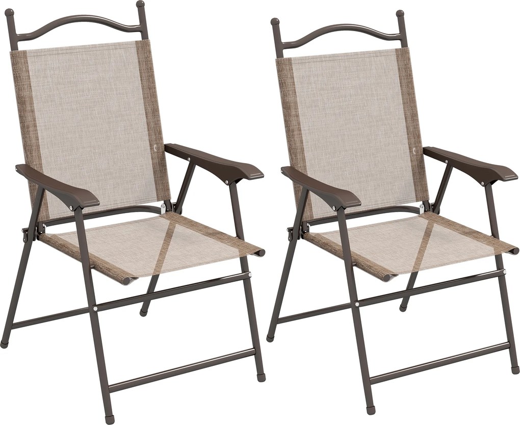 Outsunny Set de 2 scaune pliabile, Scaune pentru gradina cu cotiera, sezut cu tesatura din plasa care permite trecerea aerului | Aosom Romania