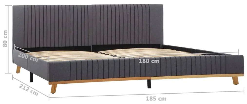 Cadru de pat, gri deschis, 180 x 200 cm, material textil Gri deschis, 180 x 200 cm
