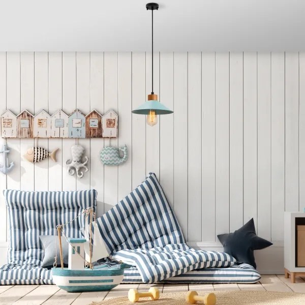 Pendul cu cablu MANAVGAT, 1x E27, 40 W, 230 V, albastru/maro