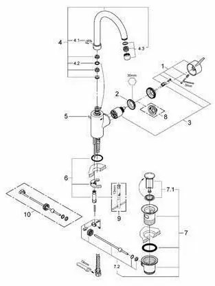 Baterie lavoar inalta Grohe Eurosmart Cosmopolitan L pipa pivotanta crom lucios