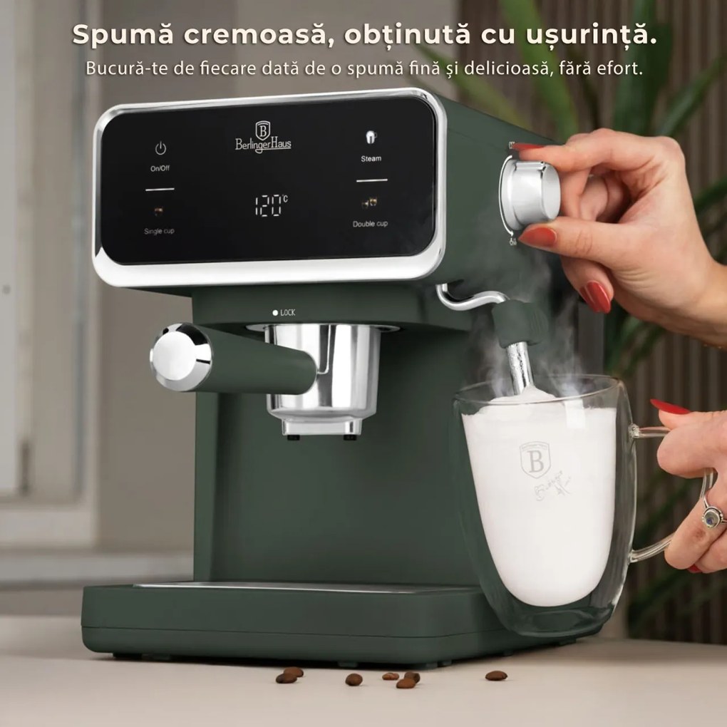 Espressor digital 3 in 1 Matte Green Berlinger Haus BH/9850