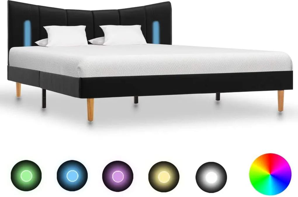 Cadru de pat cu LED, negru, 140 x 200 cm, piele artificiala