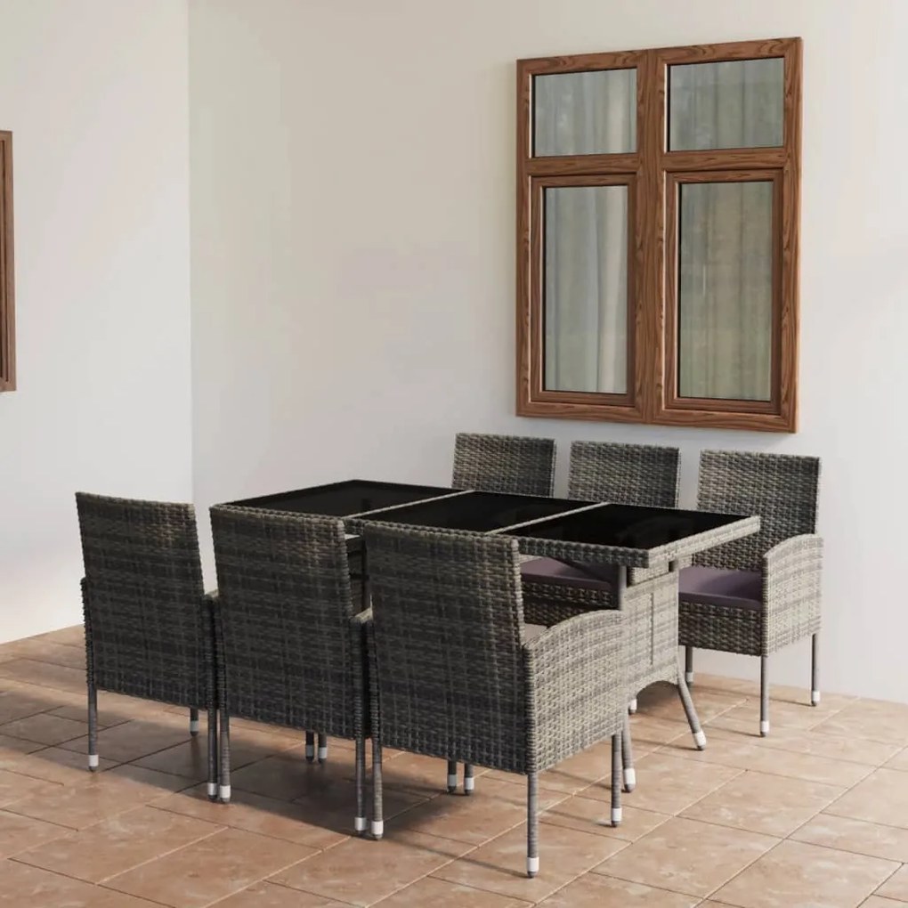 Set mobilier de gradina, 7 piese, antracit &amp; gri, poliratan
