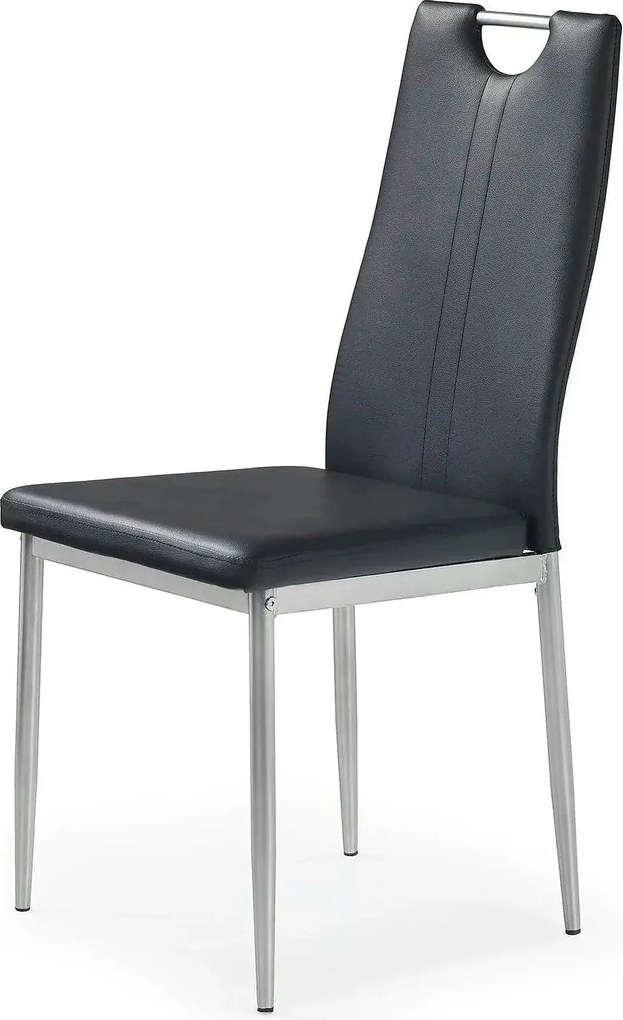 Scaune dining K202, negru/crom, piele ecologica/metal, 44X54X97 CM