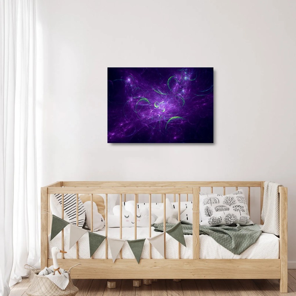 Tablou pe sticlă -abstracție violetă (70x50 cm)