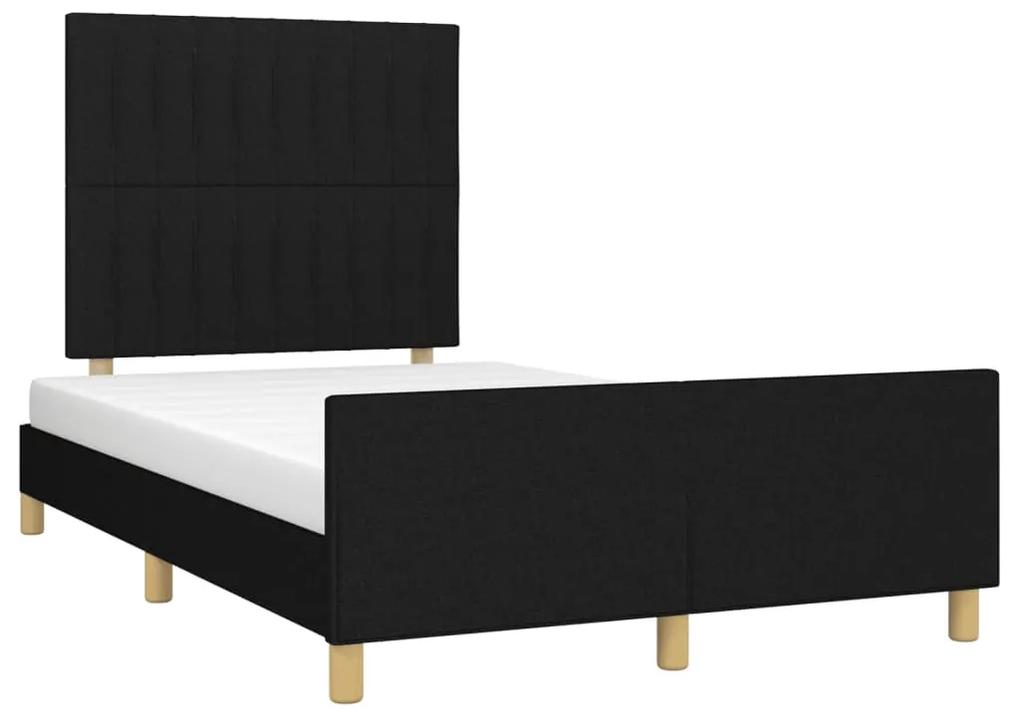 Cadru de pat cu tablie, negru, 120x200 cm, textil Negru, 120 x 200 cm, Benzi verticale