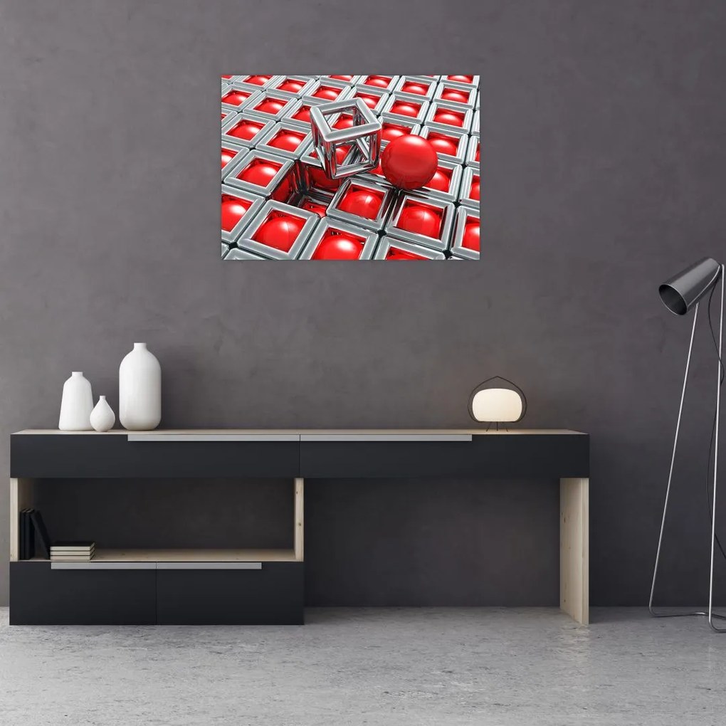 Tablou pe sticlă - Abstract metalic 3D (70x50 cm)