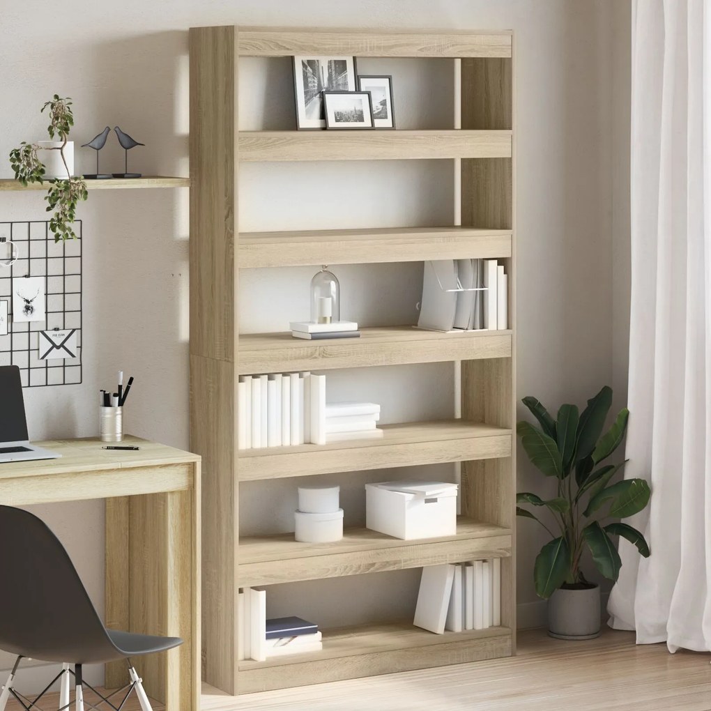 Bibloteca vidaXL Sonoma Oak Lemn prelucrat 100 x 30 x 198 cm Rafturi