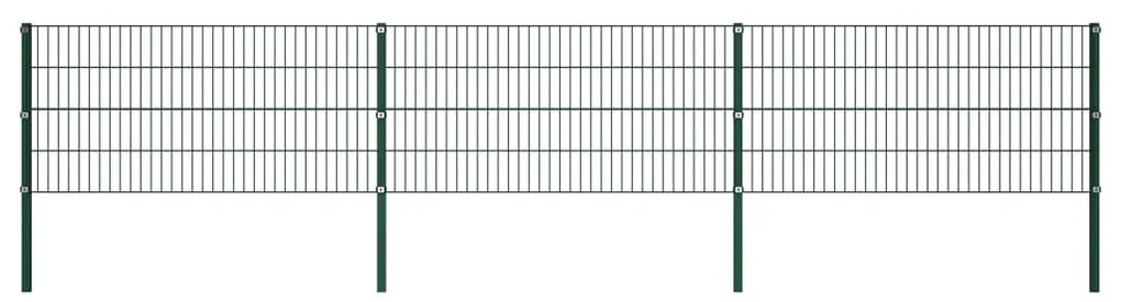 vidaXL Panou de gard cu stâlpi din fier, verde, 522x80 cm