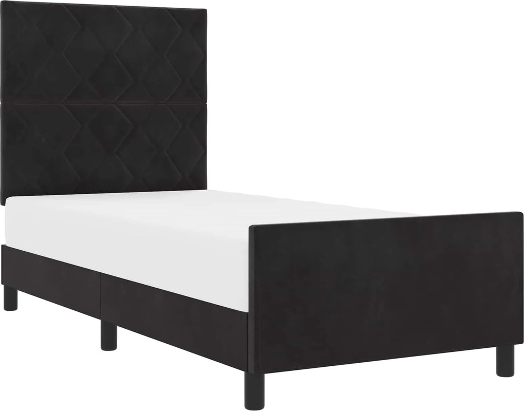 vidaXL Pat cu arcuri cu headboard Negru 90 x 190 cm Catifea