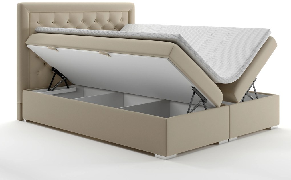 Pat matrimonial Boxspring 180 cm Gllamy (bej) (cu sp. depozitare). 1020295