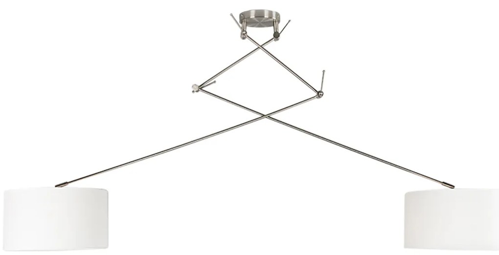 Lampă suspendată inteligentă din oțel cu abajur 35 cm alb inclusiv 2 Wifi A60 - Blitz