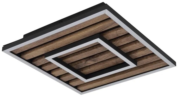 Plafoniera LED riflaj MDF cu efect de lemn WOODY 30x30cm